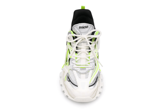 Brighten up Your Look with the Women's Balenciaga Track.2 Sneaker in White and Neon Yellow Neoprene and Rubber