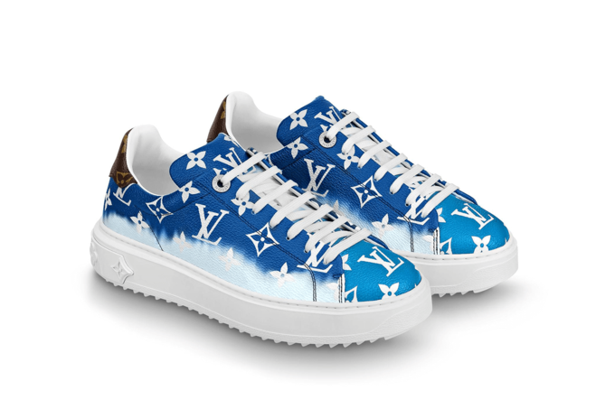 Outlet Louis Vuitton Women's Escale Time Out Sneaker Blue Patent Monogram Canvas