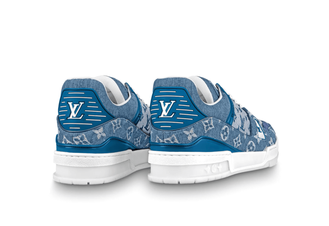 Look sharp with Louis Vuitton Trainer Sneaker Blue Monogram Denim for Men - Buy Now!