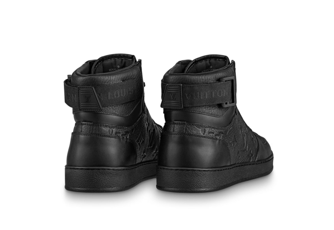 Get Men's Louis Vuitton Rivoli Sneaker Boot Monogram Embossed Grained Calf Leather Black On Sale Now.