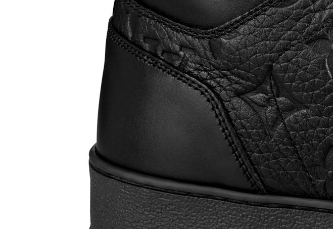Men's Louis Vuitton Rivoli Sneaker Boot Monogram Embossed Grained Calf Leather Black - Sale Prices.