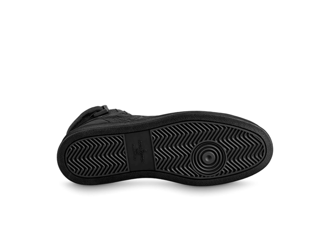 Outlet Sale - Men's Louis Vuitton Rivoli Sneaker Boot Monogram Embossed Grained Calf Leather Black.