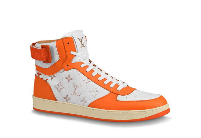 Men's Louis Vuitton Rivoli Sneaker Boot Monogram Grained Calf Leather Orange - Outlet Sale!