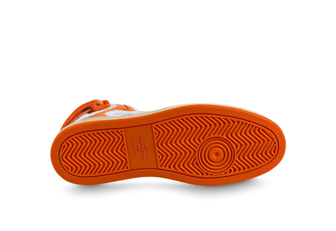 New! Men's Louis Vuitton Rivoli Sneaker Boot Monogram Grained Calf Leather Orange