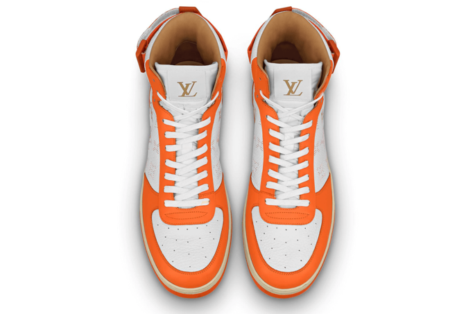 Men's Louis Vuitton Rivoli Sneaker Boot Monogram Grained Calf Leather Orange - Get it Now at Outlet Sale!