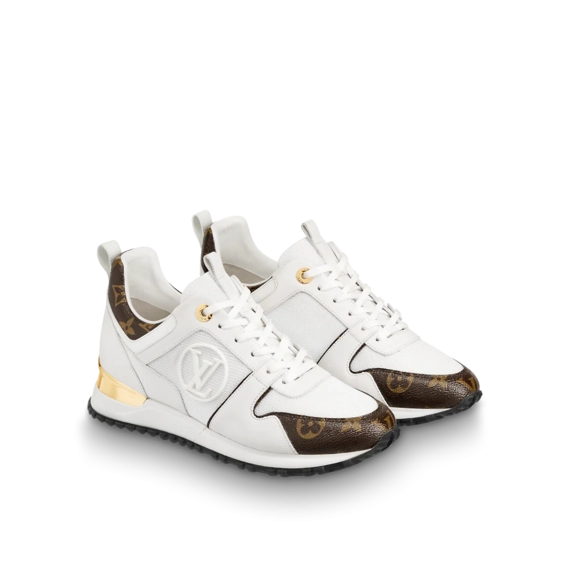 outlet- Outlet Louis Vuitton Run Away Sneaker for Women Calf Leather and Patent Monogram Canvas White