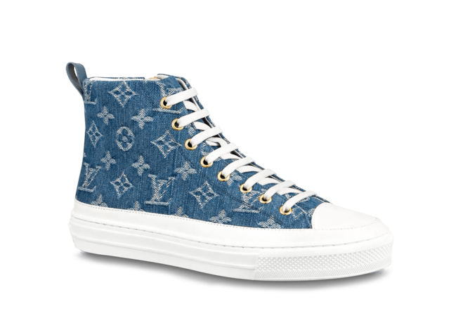Buy New Women's Louis Vuitton Stellar Sneaker Boot Monogram Denim Bleu Jeans Blue