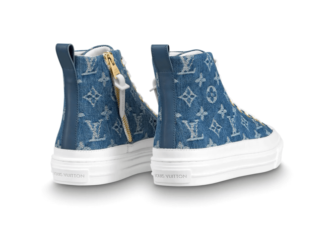 Sale Louis Vuitton Stellar Sneaker Boot Monogram Denim Bleu Jeans Blue for Women