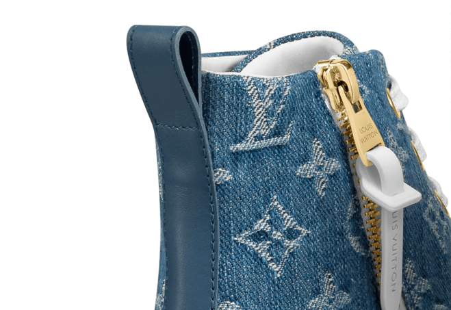 Be Stylish in Men's Louis Vuitton Stellar Sneaker Boot Monogram Denim Bleu Jeans Blue