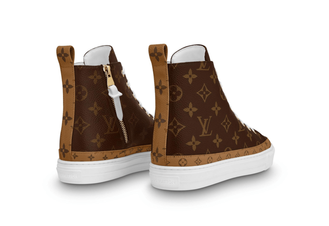 Guys Snag an Original Louis Vuitton Stellar Sneaker Boot Patent Monogram Canvas Rubber Outsole at Sale Price