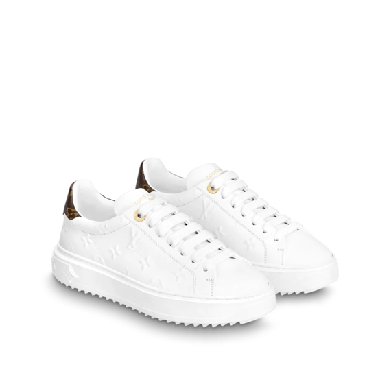 Outlet - Women's Sneaker for Less - Louis Vuitton Time Out White Debossed Calf Leather