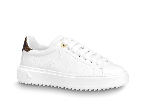 Outlet - Louis Vuitton Time Out Sneaker White Debossed Calf Leather for Women