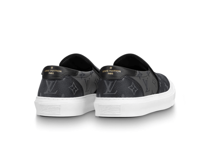 Get New Louis Vuitton Trocadero Slip On Black Monogram Eclipse Canvas Men's Today