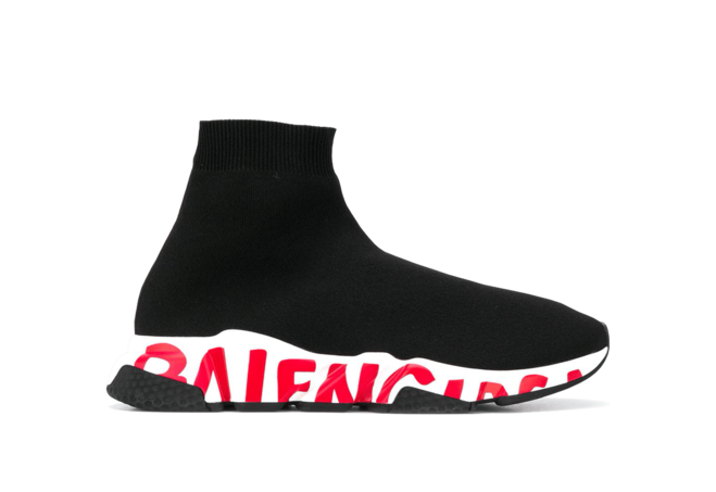 Balenciaga Speed Graffiti Red Women's Shoe - Outlet