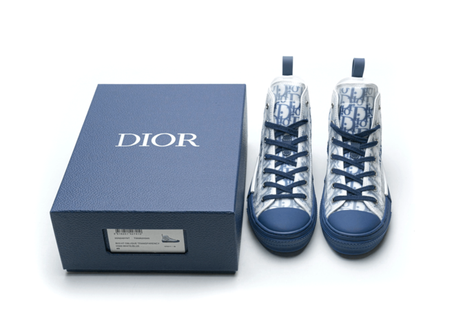 Stylish Men's Dior B23 High Blue White Shoes