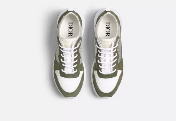 B25 Runner Sneaker Olive and White