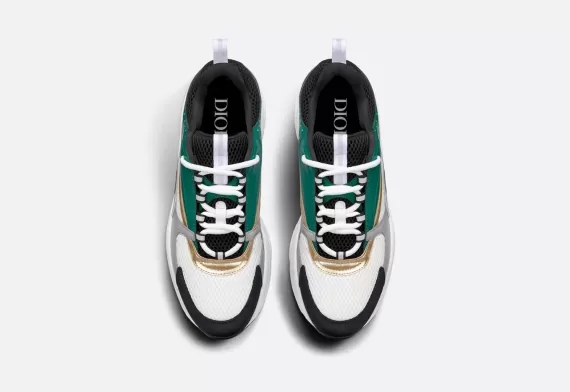 B22 Sneaker - Black/Green, White and Gold-tone