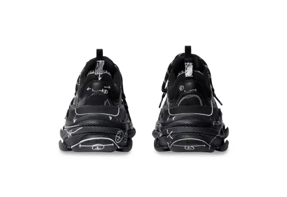 Balenciaga Triple S - Sketch-Print Sneakers Black/White