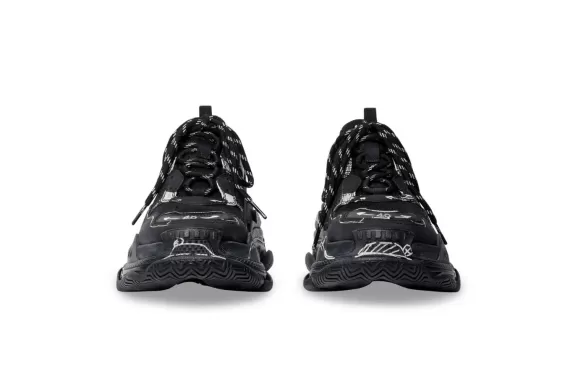 Balenciaga Triple S - Sketch-Print Sneakers Black/White