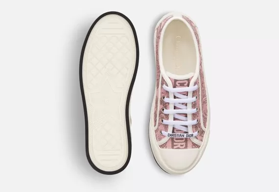 WALK'N'DIOR Platform Sneaker - Pink and Gray With Toile de Jouy Sauvage Motif