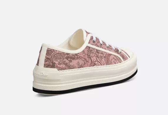 WALK'N'DIOR Platform Sneaker - Pink and Gray With Toile de Jouy Sauvage Motif