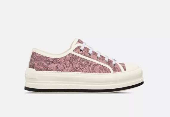 WALK'N'DIOR Platform Sneaker - Pink and Gray With Toile de Jouy Sauvage Motif