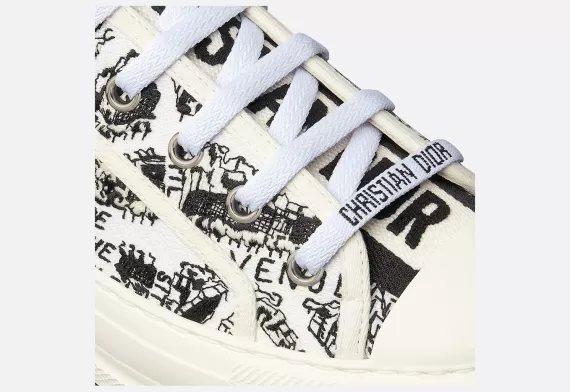 WALK'N'DIOR Platform Sneaker - White and Black With Toile de Jouy Sauvage Motif