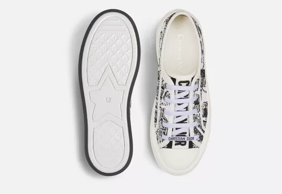 WALK'N'DIOR Platform Sneaker - White with Blue Toile de Jouy Motif