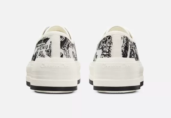 WALK'N'DIOR Platform Sneaker - White with Blue Toile de Jouy Motif