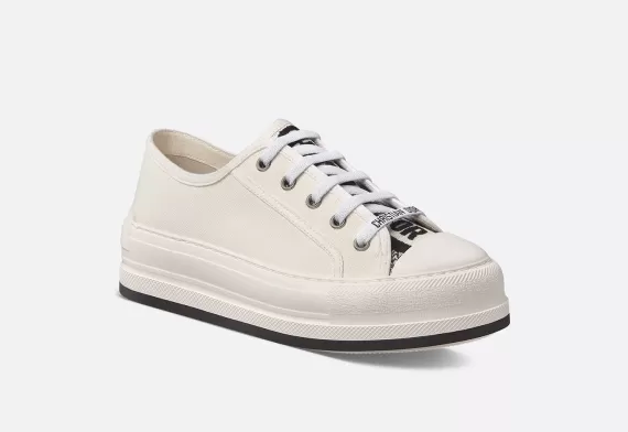 WALK'N'DIOR Platform Sneaker White Cotton Canvas