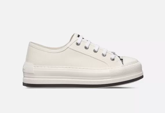 WALK'N'DIOR Platform Sneaker White Cotton Canvas