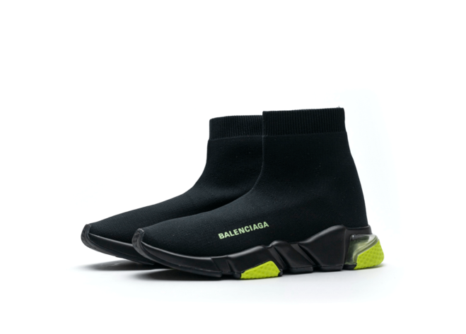 Be confident in the new Balenciaga Speed Clear Sole Black Yellow Fluo for men.