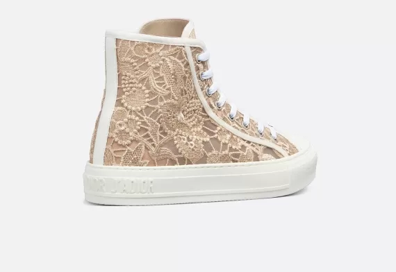 WALK'N'DIOR High-Top Sneaker - Gold-Tone D-Lace Macramé Motif