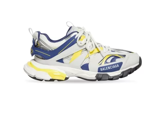 Balenciaga Track Lace-Up Sneakers - Navy Blue and Bright Yellow Accents