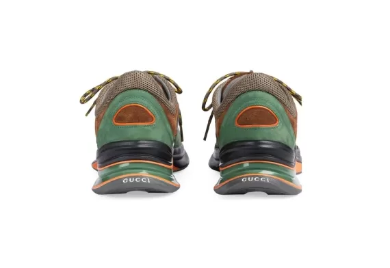 Gucci Run Chunky Low-Top Sneakers - Fern Green/Terracotta Brown/Carrot Orange