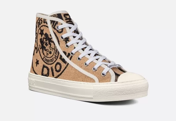 WALK'N'DIOR High-Top Sneaker - Beige Jute with Dior Union Motif