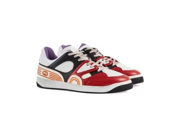 Gucci Basket Low-Top Sneakers - Gucci Featuring Red, Black/White