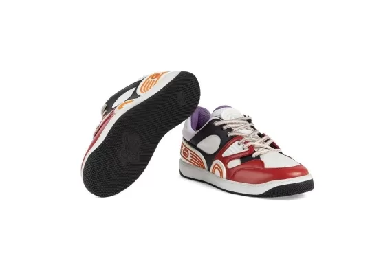 Gucci Basket Low-Top Sneakers - Gucci Featuring Red, Black/White