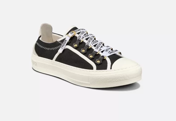 WALK'N'DIOR Sneaker - Black Canvas and White Suede Calfskin