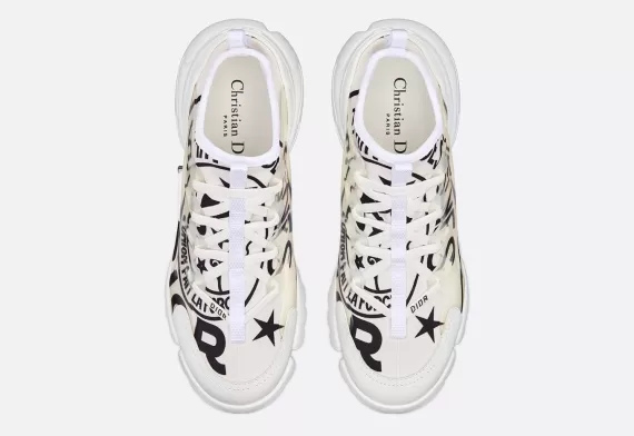 D-CONNECT Sneaker - White Technical Fabric with Dior Union Print