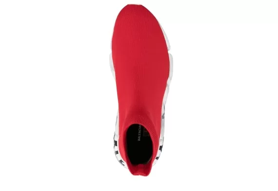 Balenciaga Speed 2.0 Graffiti Sneakers Bright Red