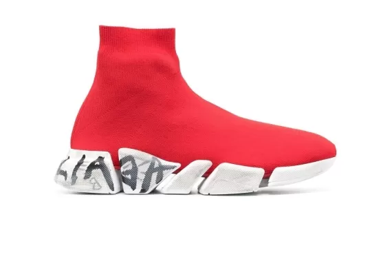 Balenciaga Speed 2.0 Graffiti Sneakers Bright Red