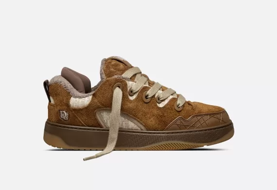Dior By Erl B9S Skater Sneaker - Brown and Beige Dior Oblique Jacquard