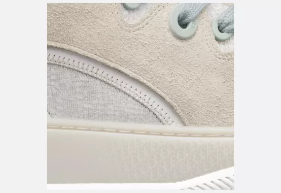 Dior By Erl B9S Skater Sneaker - Cream Suede with White and Cream Dior Oblique Jacquard