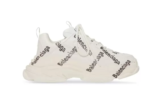 Balenciaga Triple S Logo-Print Sneakers Featuring White