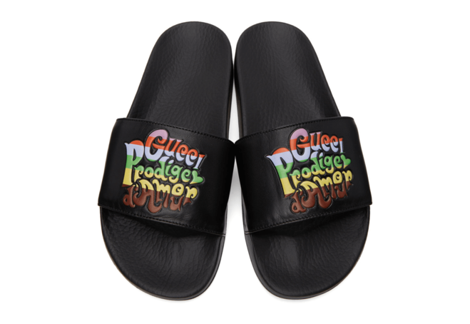 Shop Original Gucci Black Prodige D'Amour Sandals for Women.