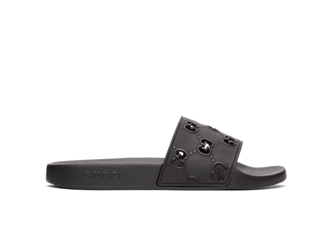 Shop the Gucci Black Rubber GG Slide for Men at our Outlet!