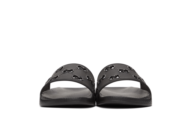 Find the Perfect Fit with Gucci Men's Black Rubber GG Slides!