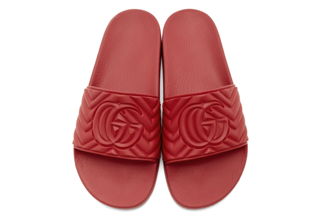 Gucci Red Quilted GG Pool Slides