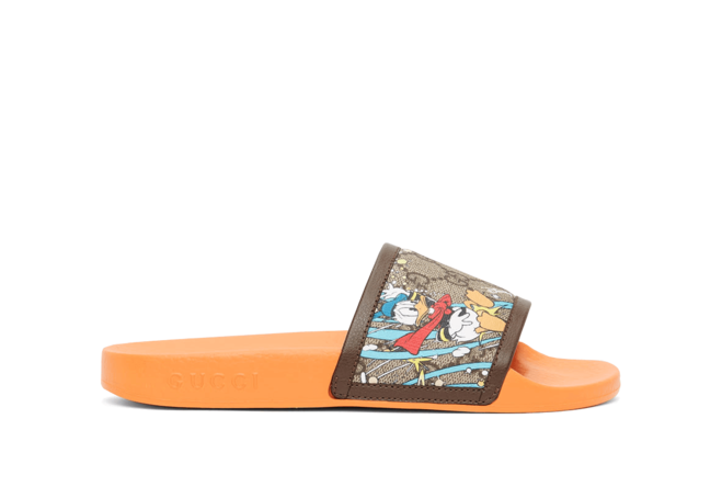 Orange Disney Edition GG Supreme Donald Duck Sandals for Men - New & On Sale Now!